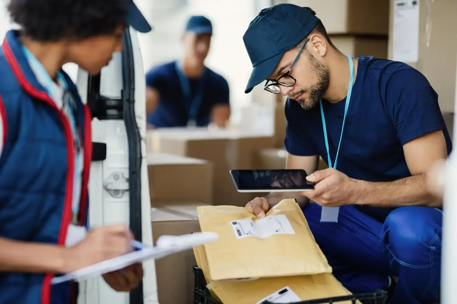 Parcels being sorted for local distribution